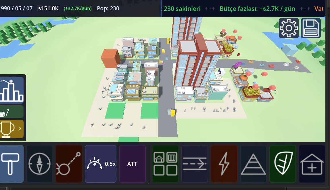 City Builder 3D gameplay, daytime city view